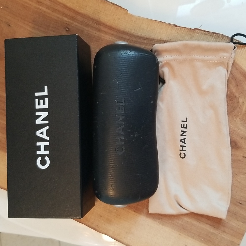 Authentic CHANEL Eyeglass Case, Drawstring Eyeglass Dust Bag and Original Box